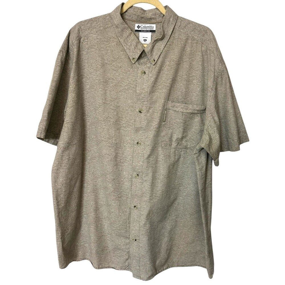Columbia Sportswear Mens XXL 100% Cotton Beige Button Down Short Sleeves Shirts